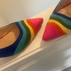 F.O.W.T. Rainbow slingback kitty heels